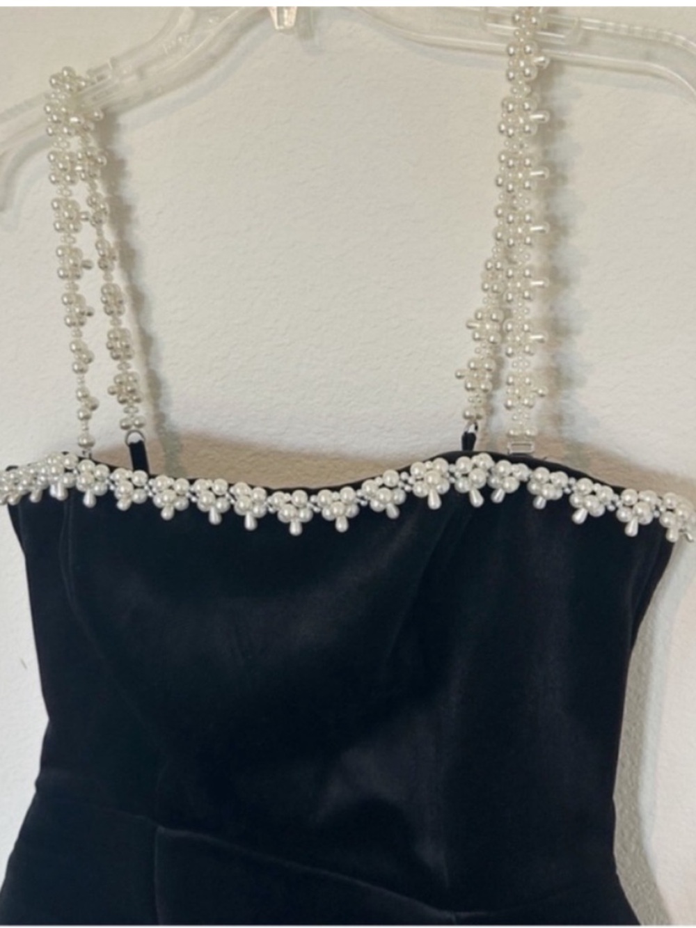 Nadine Merabi Em Velvet Black Pearl Mini Dress - Picture 6 of 11